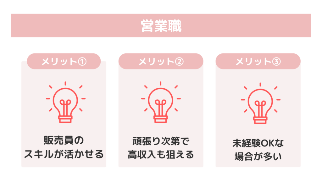 アパレル店員から営業職への転職メリット一覧